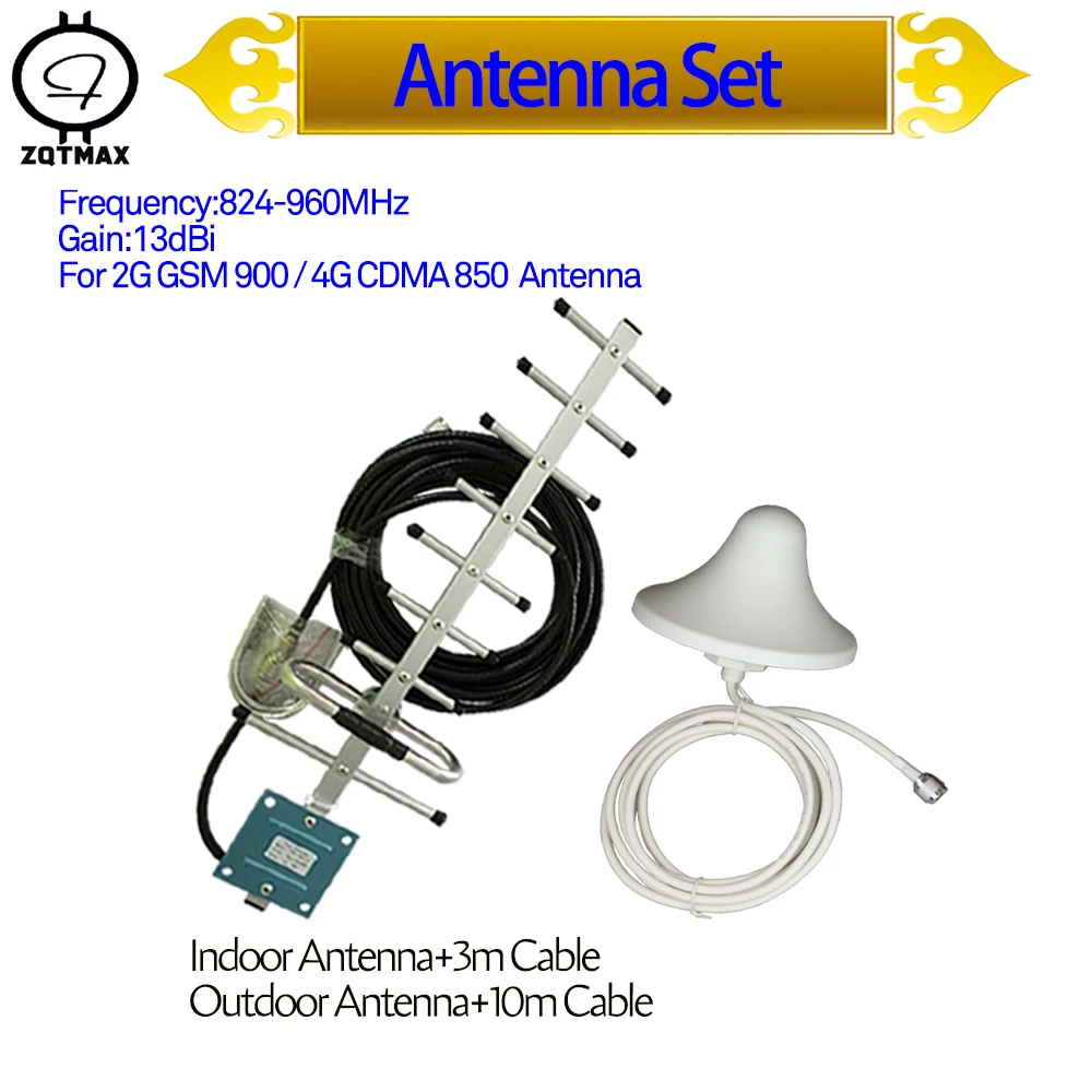 

ZQTMAX 13dbi Yagi Antenna + Omni Mushroom Communication Antenna Set For CDMA GSM Mobile Signal Booster 850 900 LTE Repeater