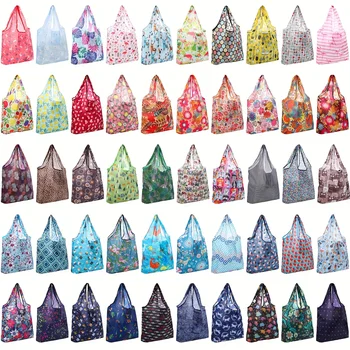 50 Pack Reusable Grocery Bags Foldable Shopping Bags Bulk Washable Grocery Tote With Carry Pouch For Groceries (Classic) 1