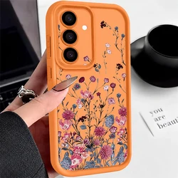Floral Silicone Phone Case - Elegant Protective Cover for Samsung S25Ultra (Orange)