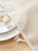Beige linen square tablecloth, retro countryside style, kitchen living room coffee table decoration tablecloth 4