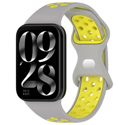 Breathable Silicone Sports Strap Wristband Replacement for Mi Band 9-8 Pro (9 Grey Yellow)