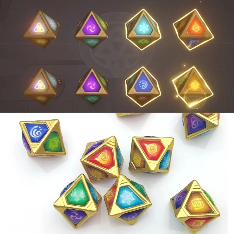 

Genshin Impact Eyes Of God Genius Invokation TCG Element Dice Cosplay Prop Summoning Of The Seven Saints Battle Dice Collections