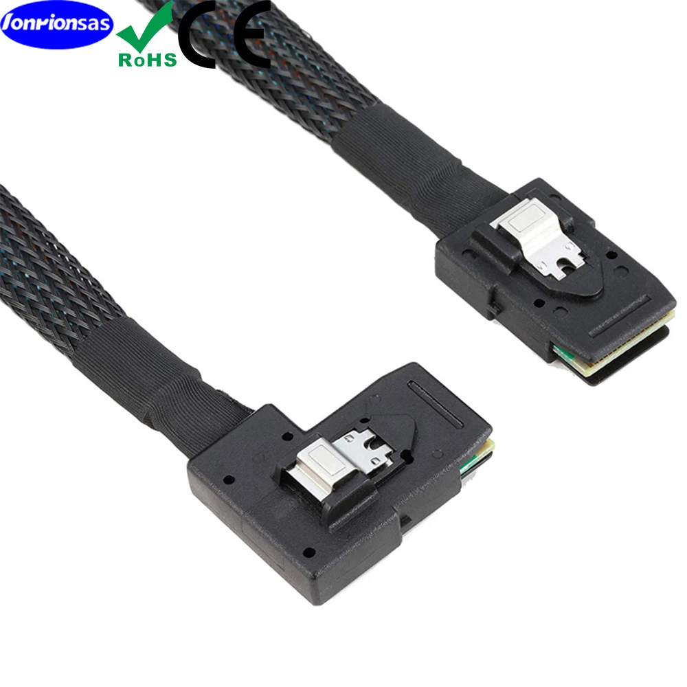 LONRIONSAS#Internal Mini SAS 36pin SFF-8087 to left Angle SFF-8087 Cord cable