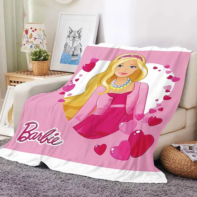 Cartoon Barbie Blanket Quilt Kawaii Printed Flannel Blanket Woman