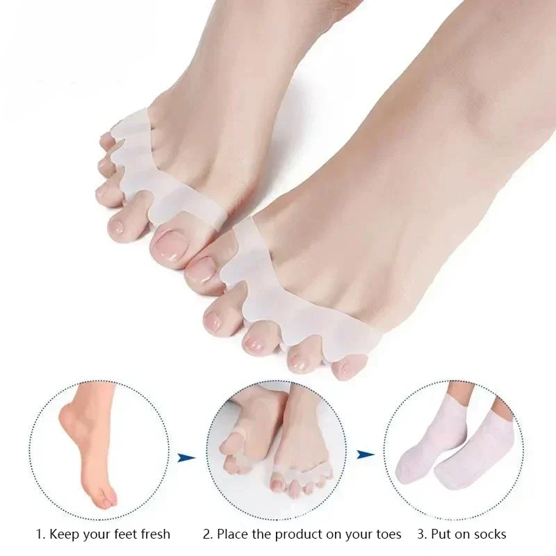 Silicone Finger Toe Protector Toe Separators Stretchers Straightener Bunion Protector Pain Relief Foot Care black white Colors