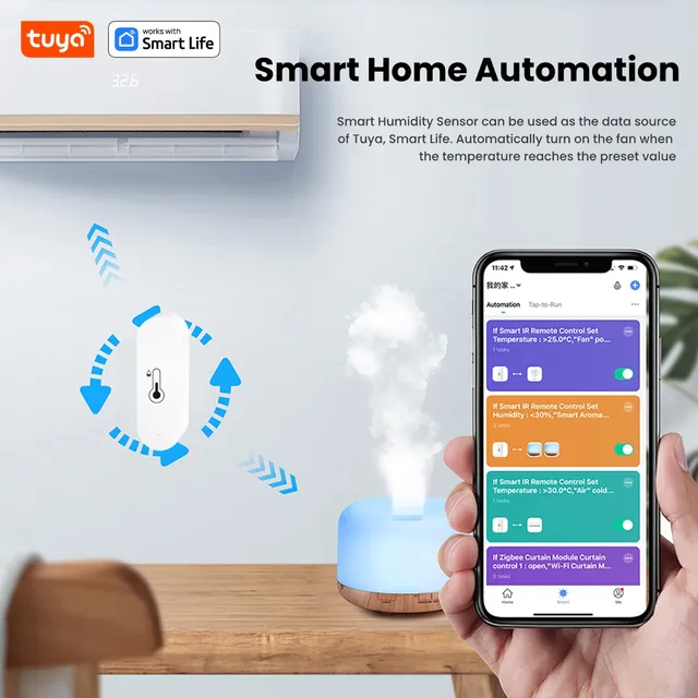 TUYA WiFi Humidity Temperature Monitor: Smart Hygrometer Thermometer for Remote Monitor and Alert,Indoor Thermometer,With Alexa 5