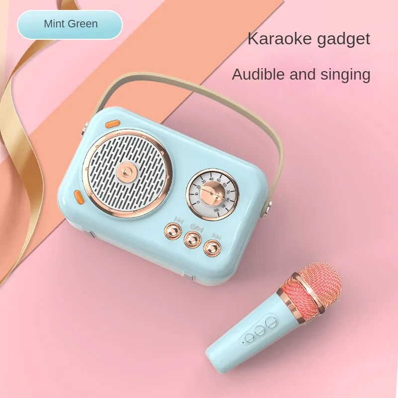 

New Family Outdoor Children's Karaoke Bluetooth Speaker Wireless Microphone Portable Card Subwoofer High Volume Caixa De Som