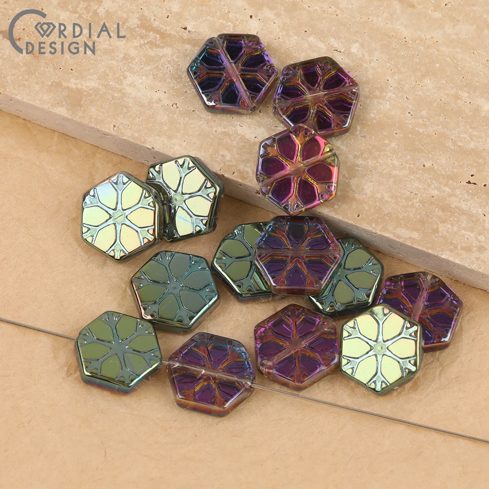 Cordial Design 15*16MM 200pcs Aurora Effect/DIY Glass Bead/Carving Effect/Hand Made/Geometry Shape/Jewelry Findings & Components - cordial