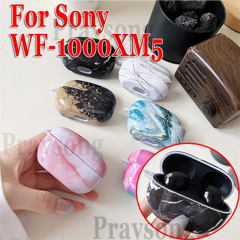 Fashion Cool Case Per Sony Earbuds Wf-1000Xm5 Cover Creative Marble Hard Case Auricolare 1000 Xm5 Wireless Charging Funda Cover