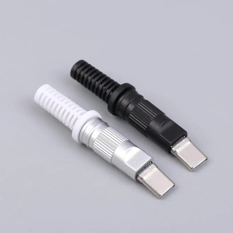2/5Pcs USB3.1 Type-C Male Plug - 24Pin 5 Solder Joints CC Pad Fast Charging Data Connector For Mobile Phone DIY Repair Accessory