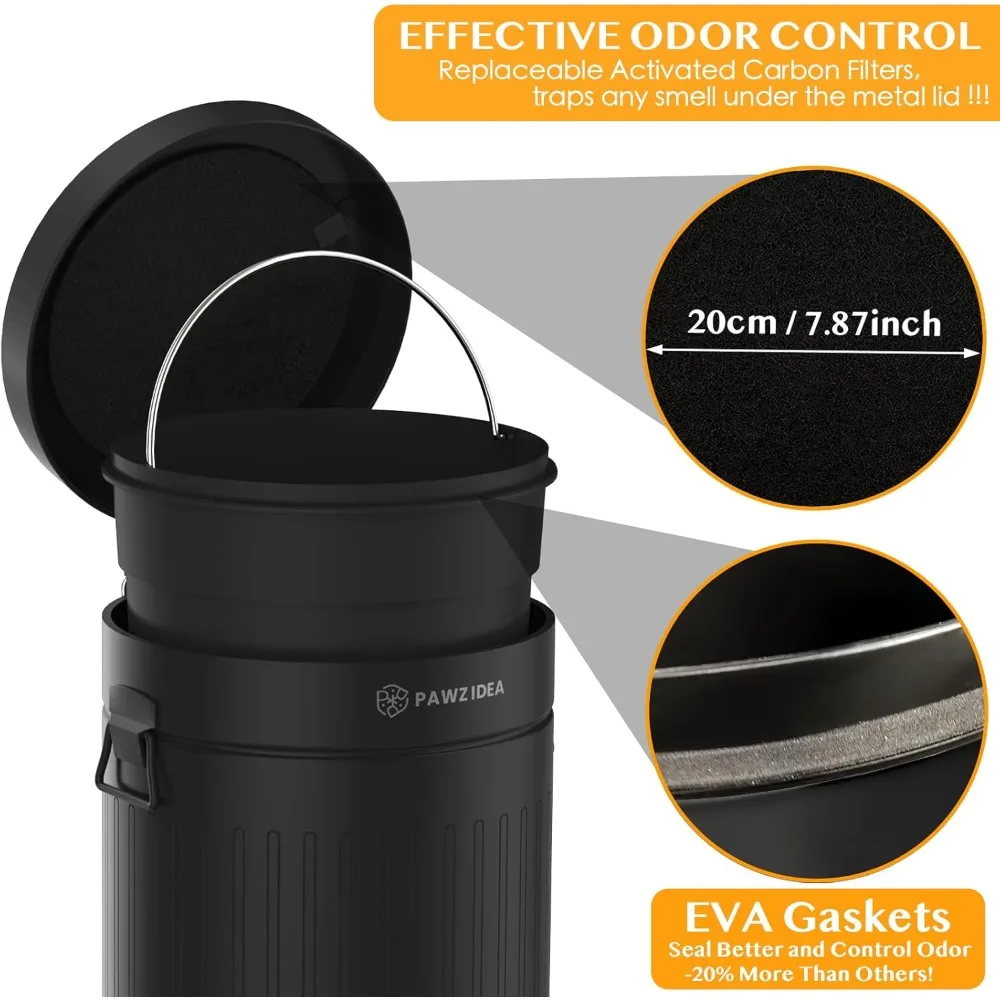 Dog Poop Trash Can Outside Odor Control, 3.1 Gallon Outdoor Trash Can with Lid, Waterproof Pet Waste Disposal Container, Small
