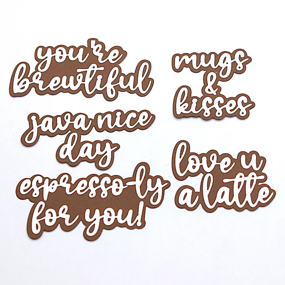 KSCRAFT 2023 Coffee Shadow Words Metal Cutting Dies Stencils for DIY Scrapbooking Decorative Embossing DIY Paper Cards