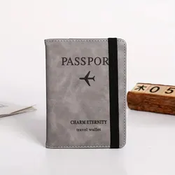 RFID Leather Passport Cover and Card Holder - Travel Essentials (Grey)
