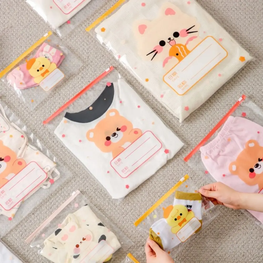 10PCS Cartoon Multi-size Storage Bag Portable Baby Clothes Storage Classified Sealed Bag Classified Organizer Bag Travel