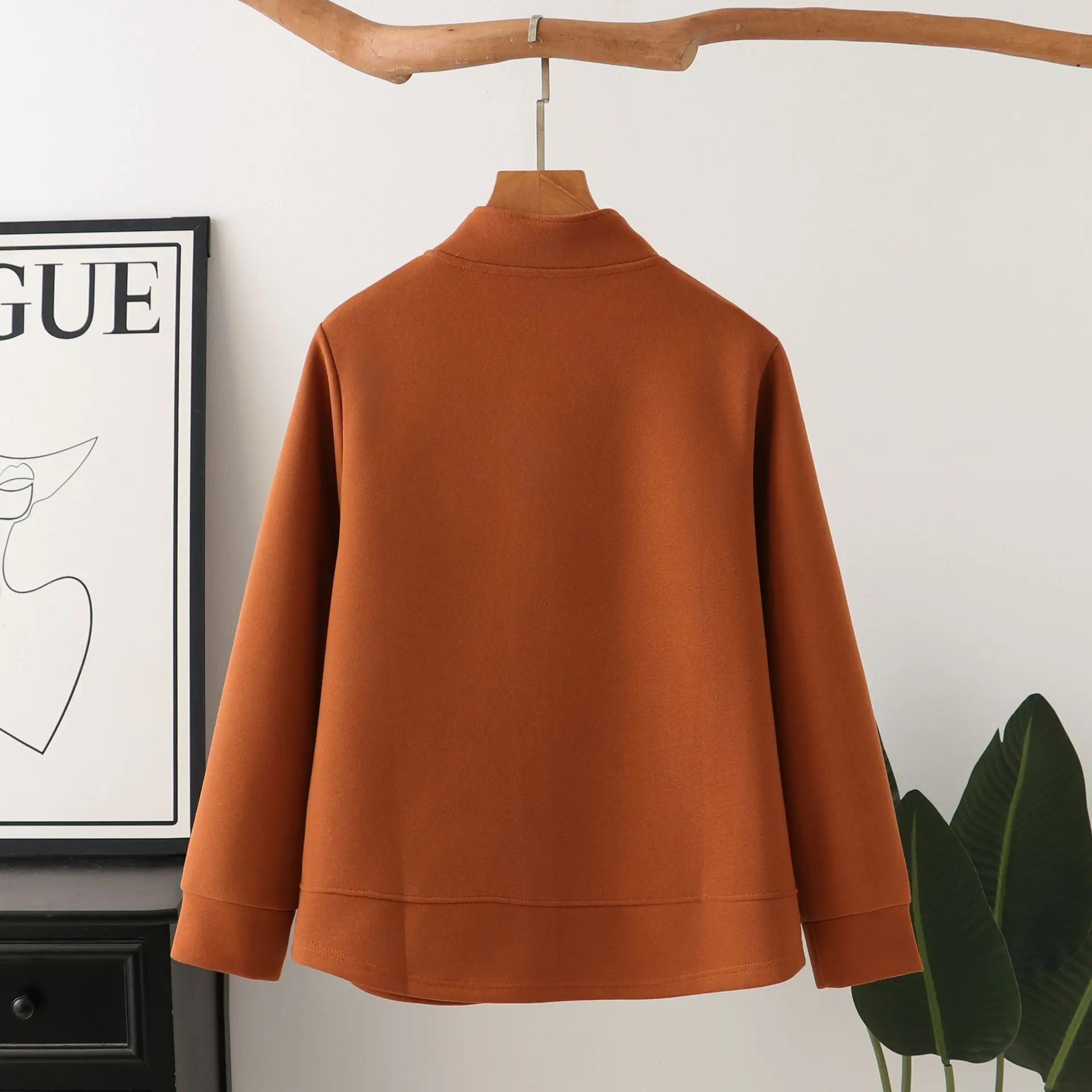 XXXXL Fashion Plus Size Women's Jacket Autumn New Style Simple stand-up Collar Long Sleeved Sweatshirt 8235