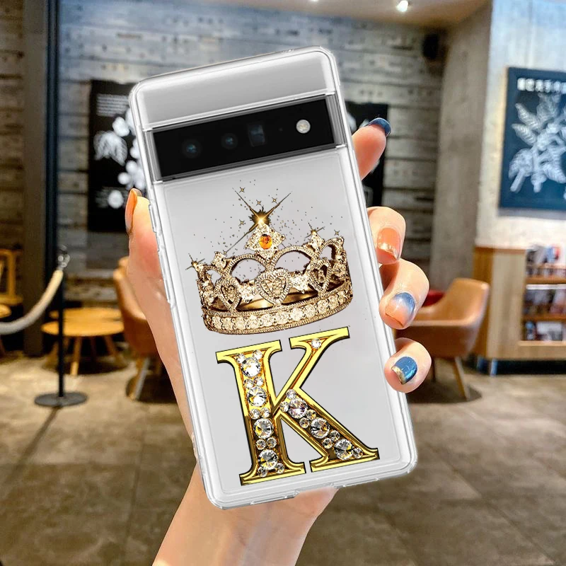 Elegant Diamond Crown Letter Soft TPU Phone Case Cover
