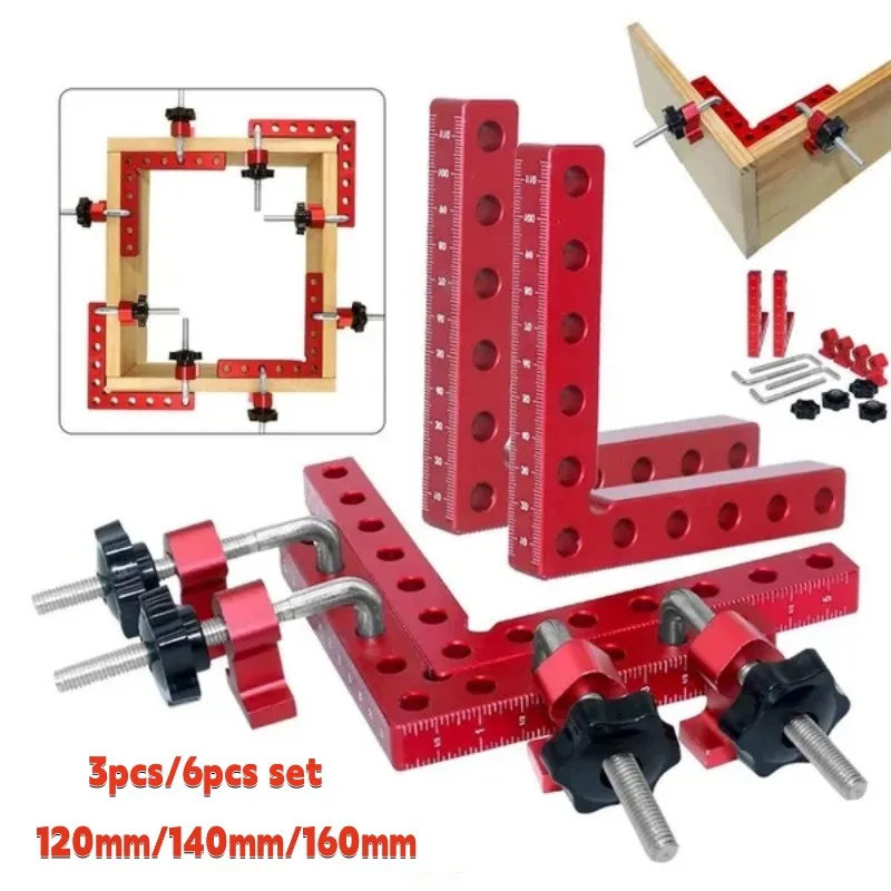 1Pc 90° Positioning Squares Aluminium Alloy L-Type Corner Clamps for Picture Frames Cabinets Fixed Clip Ruler Woodworking Tool 90 degree positioning squares l type corner clamp aluminium alloy corner clamping square clamps straight drop ship