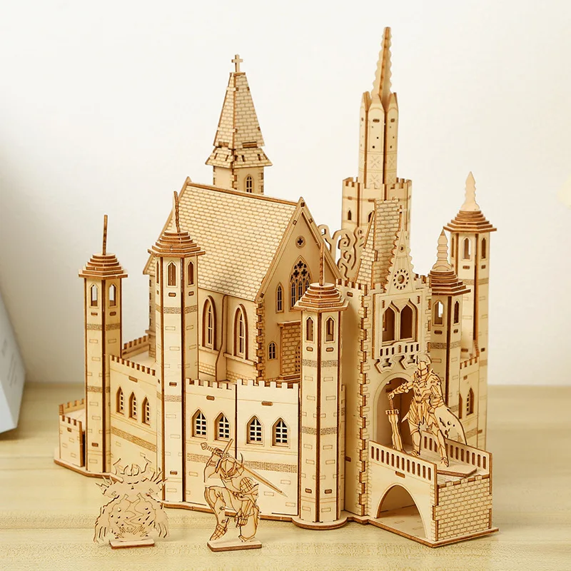 3D Puzzles Lost Castle Wooden Assembly Model Kit Handmade Toys model building kits wood DIY Assembly Jigsaw Toy for Kids Adults 4