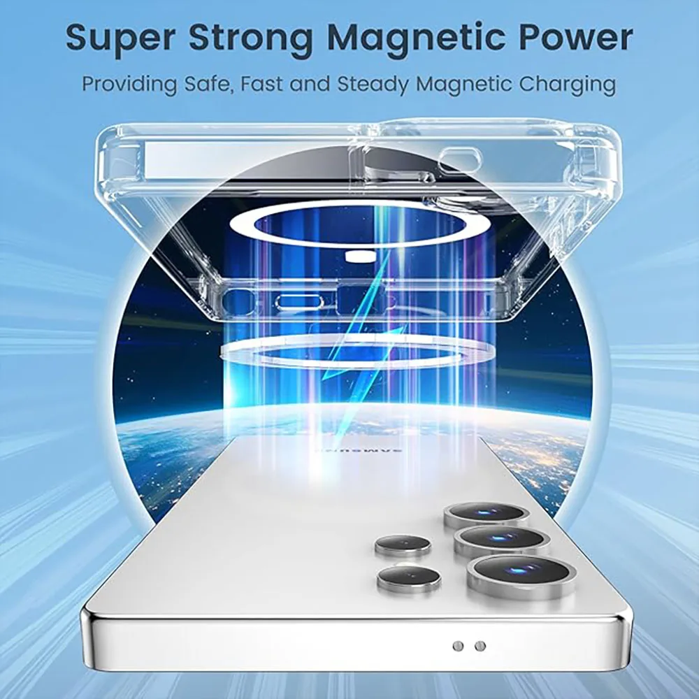 MagSafe-Compatible Shockproof Clear Phone Case with Wireless Charging Capability