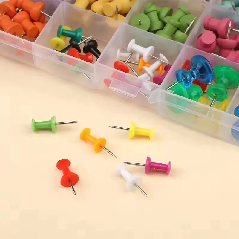 Colorful Wooden Thumbtacks Set Plastic Drawing Pins