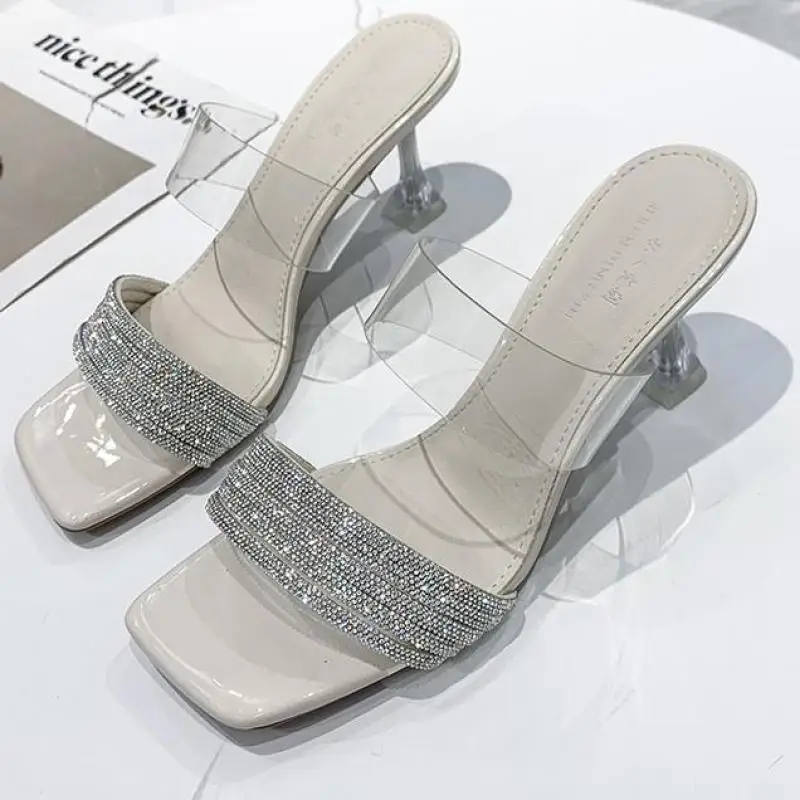 

Women's Shoes Slippers Outdoor Summer 2022 New Fashion Diamond Thick Heel Square Toe High Sandals Ytmtloy Indoor Sapatos Mulher