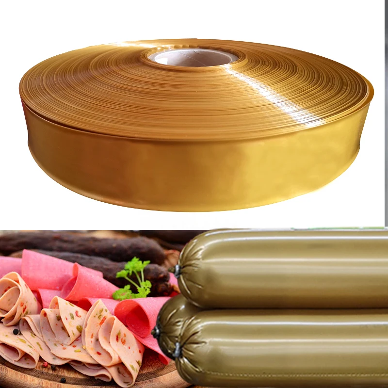 Sausage Casings 5Mx55mm Plastic Sausage Casings Food Grade Meat Packing Golden Casing for Sausage Shell for Maker Tools Kitchen Tools