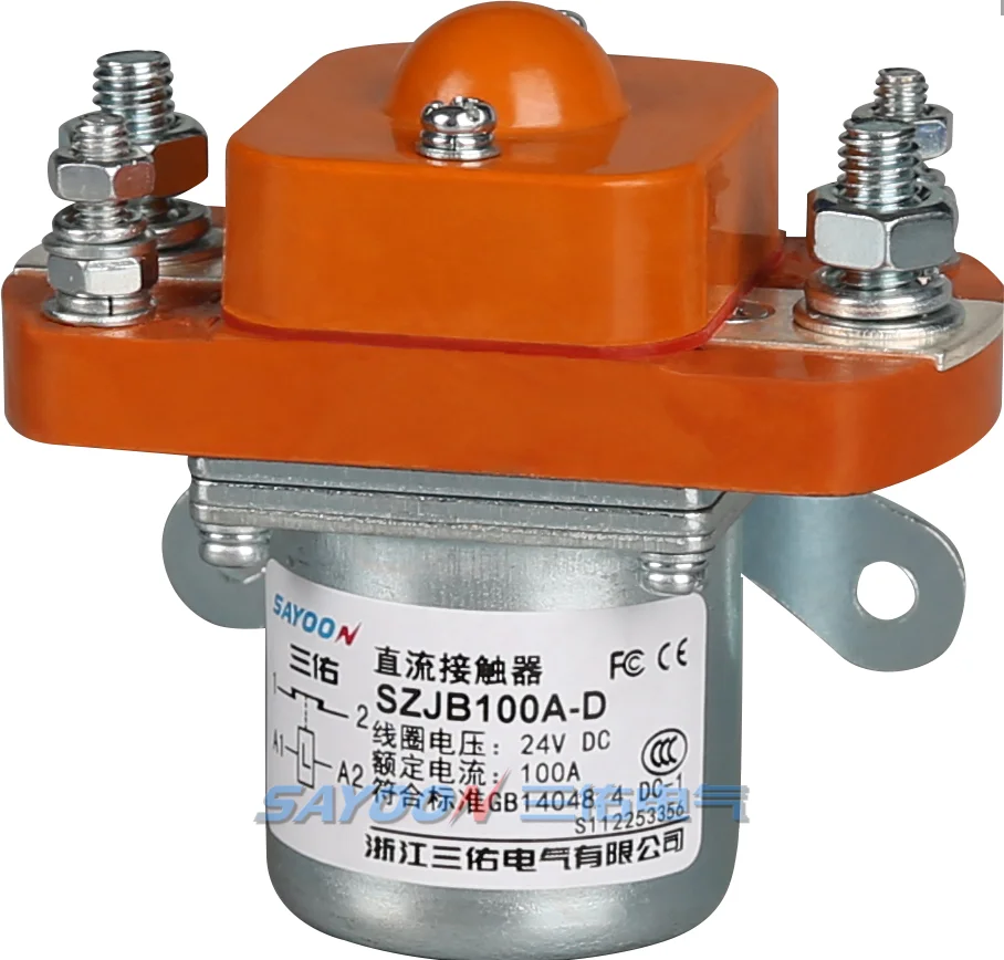 SAYOON dc 접촉기 SZJB100A/SZJB100A-D/MZJ-100B ce rohs 제조 업체 일반 전기 시리즈 100a 12v 24v 36v 48v 60v 72v