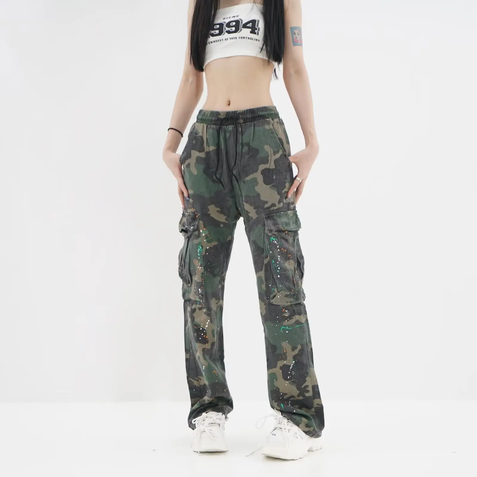 jeans y2k Women's pants Vintage Camouflage Women Cargo Pants Loose High Waist Harajuku Wide Leg Pants Korean Streetwear Straight