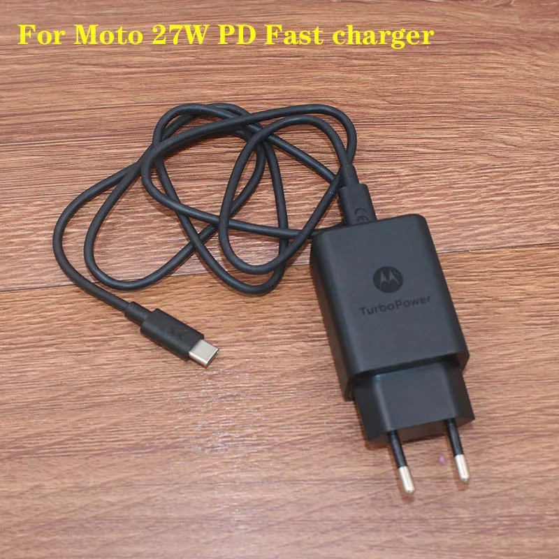 Original For Motorola PD Fast Turbo Charger 27w EU Power Adapter Quick USB C  to Type C Cable For Moto Edge S S30 Pro G60 G50 G30