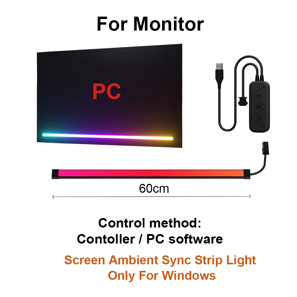 Smart Ambient TV PC Display Sync Computer Monitor Hintergrundbeleuchtung LED Streifen Licht RGB Smart DIY Spiel Urlaub Atmosphäre PC Dekor Lampe