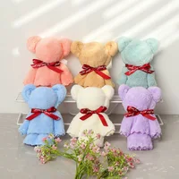 Coral Velvet Bear Shape Towel Set with Gift Bag, Face Towel, Baby Shower, Home Party, Wedding, Birthday Gifts for Mother and Fri 1