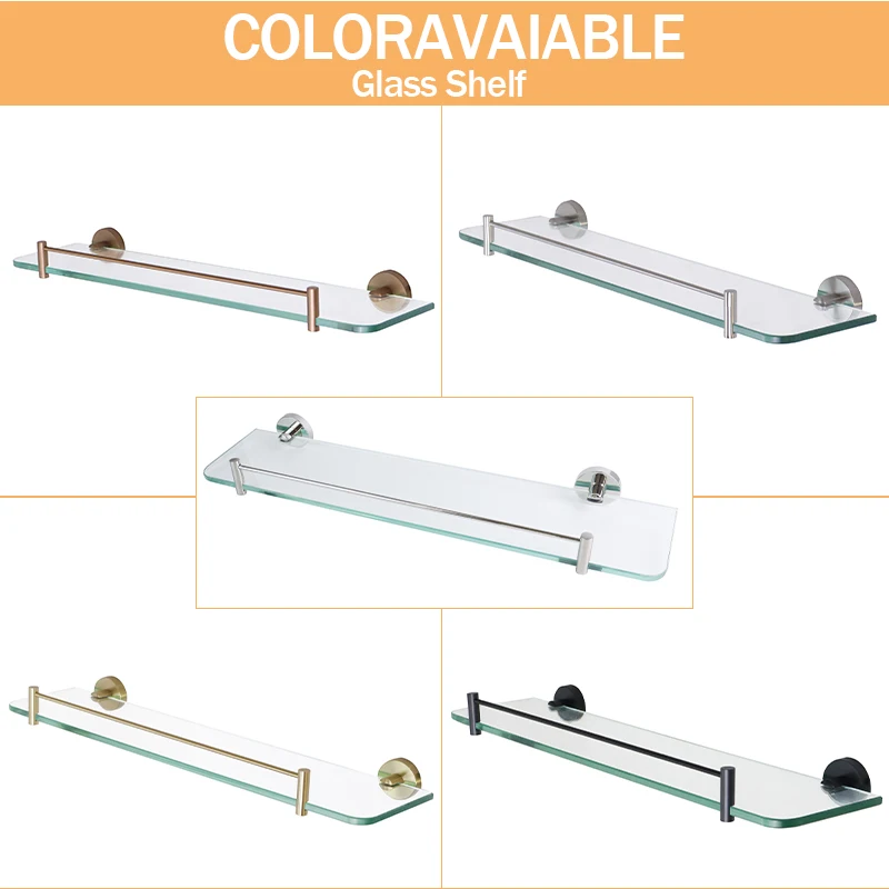 Glass Shelf Bathroom Easy Install SUS304 Holder Hotel Accessories