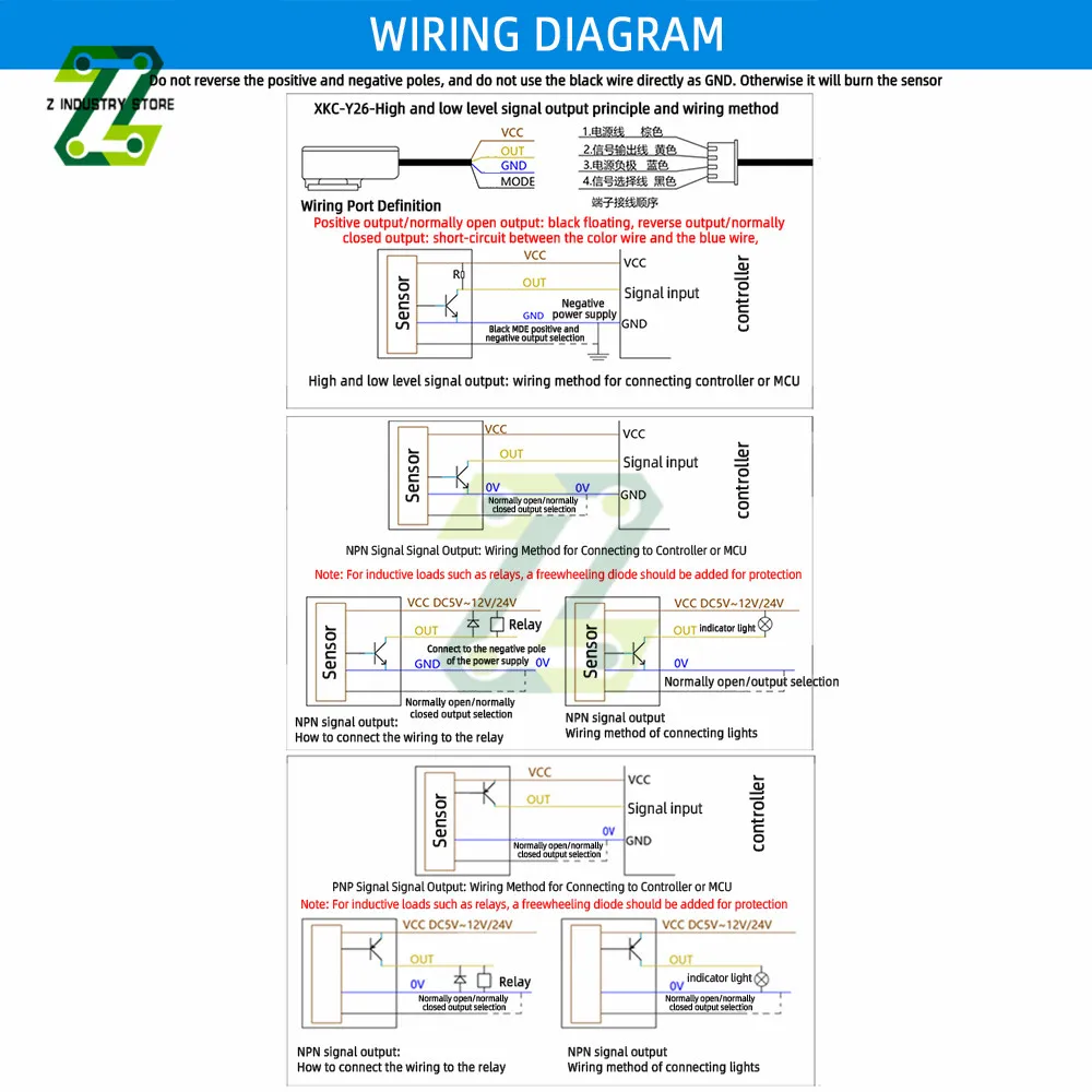Description Picture 5 of itemXKC-Y26-V XKC-Y26-NPN Non-contact Water Liquid Level Sensor Induction Switch Detector Flow Sensors 5-24V 50cm