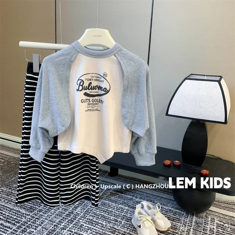 

Stylish Girls' Spring/Autumn Outfit with Trendy Letter Print Top and Pants Girls Clothes 2 To 8 Years Kids Clothes Girl