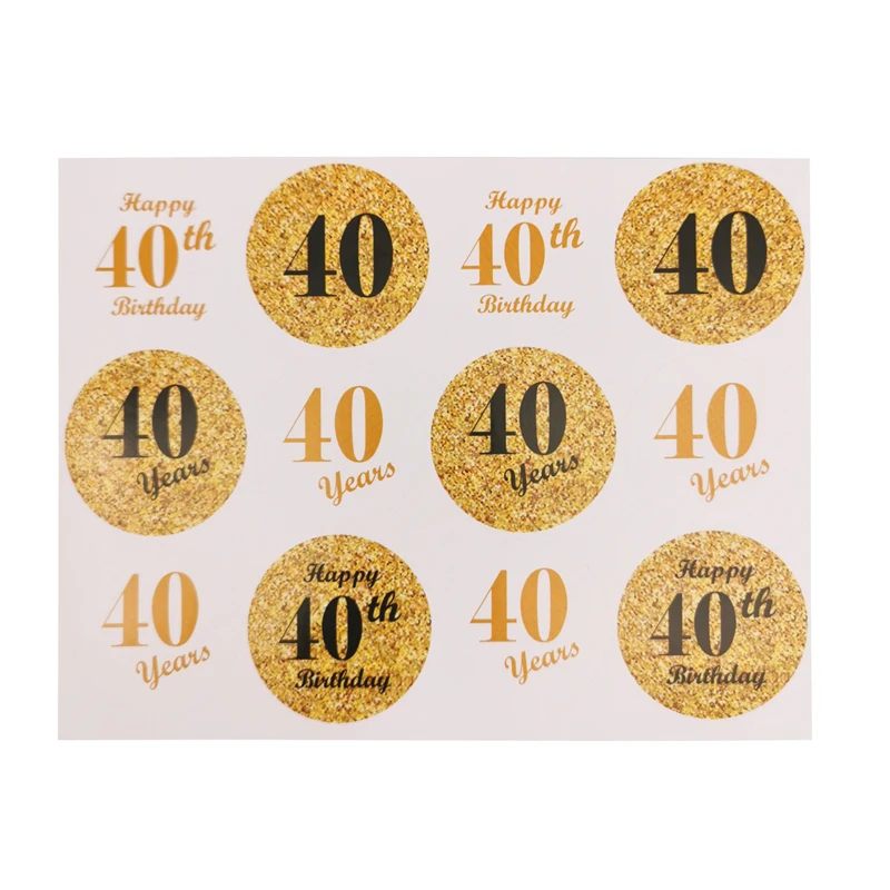 Gold Dia 4cm Cheers Happy Birthday & Anniversary Paper Sticker Labels - Elegant Party Seals & Decor