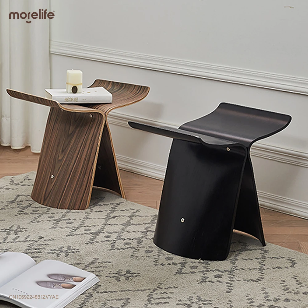 

Nordic Danish Solid Wood Living Room Coffee Tables Shoe Changing Bench Designer Butterfly Stools Ottomans Side Table Furniture