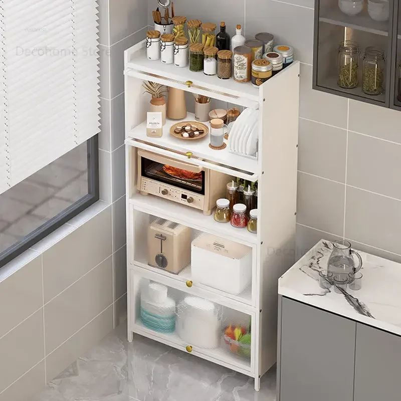 Multifunctional Floor Kitchen Cabinets Rack Cupboard Simple Kitchen Cabinet Locker Multi-layer Storage Cabinet with Door Rack U 2