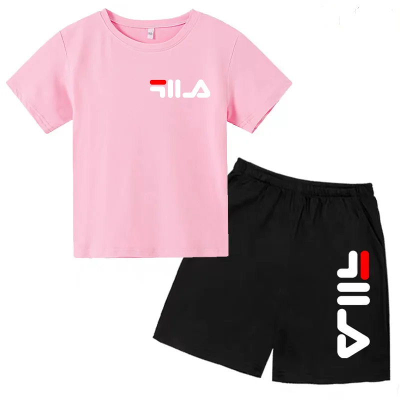 Summer Children's Suit Men's and Women's Sports T-shirt Short Sleeve Shorts Leisure Set Gift Preferred 3-13 Years Old 3