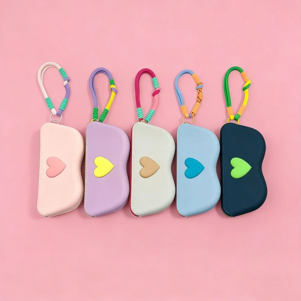 LoveHeart Silicone Zipper Glasses Bag Sunglasses Pouch Eyewear Case Soft Waterproof Glasses Storage Bag Eyeglass Protective Case