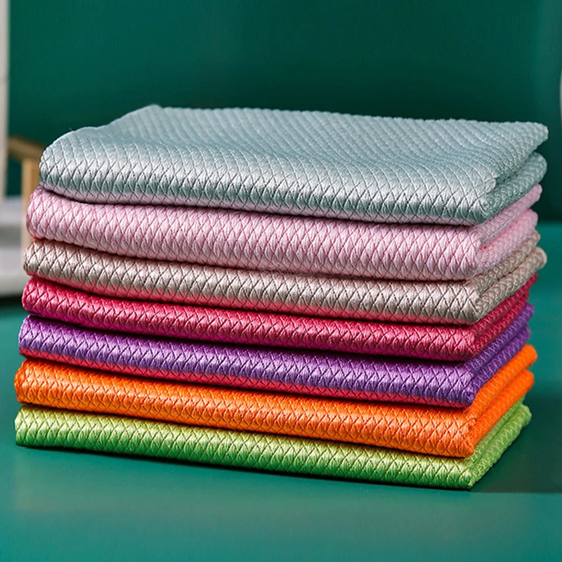 10pcs Microfiber Polishing Cloth 30*40cm Luxury Fish Scale Cloth for Kitchen Window Car Mirror Household
