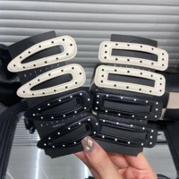 Bla White Polka Dot Leather Hair Clips Women's Forehead Fringe Bangs Clip Sweet Cool Spicy Girl BB Clip Simple  Clip Women