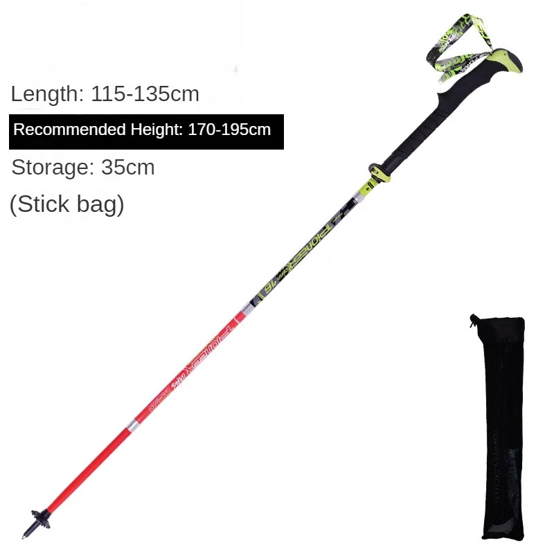 Bastón trekking aluminio PLEGABLE negro Y EXTENIBLE 100-115cm