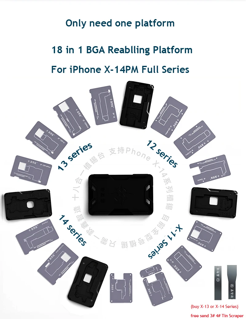 XZZ 18 IN 1 BGA Middle Layer Reballing Stencil Plant Tin Platform