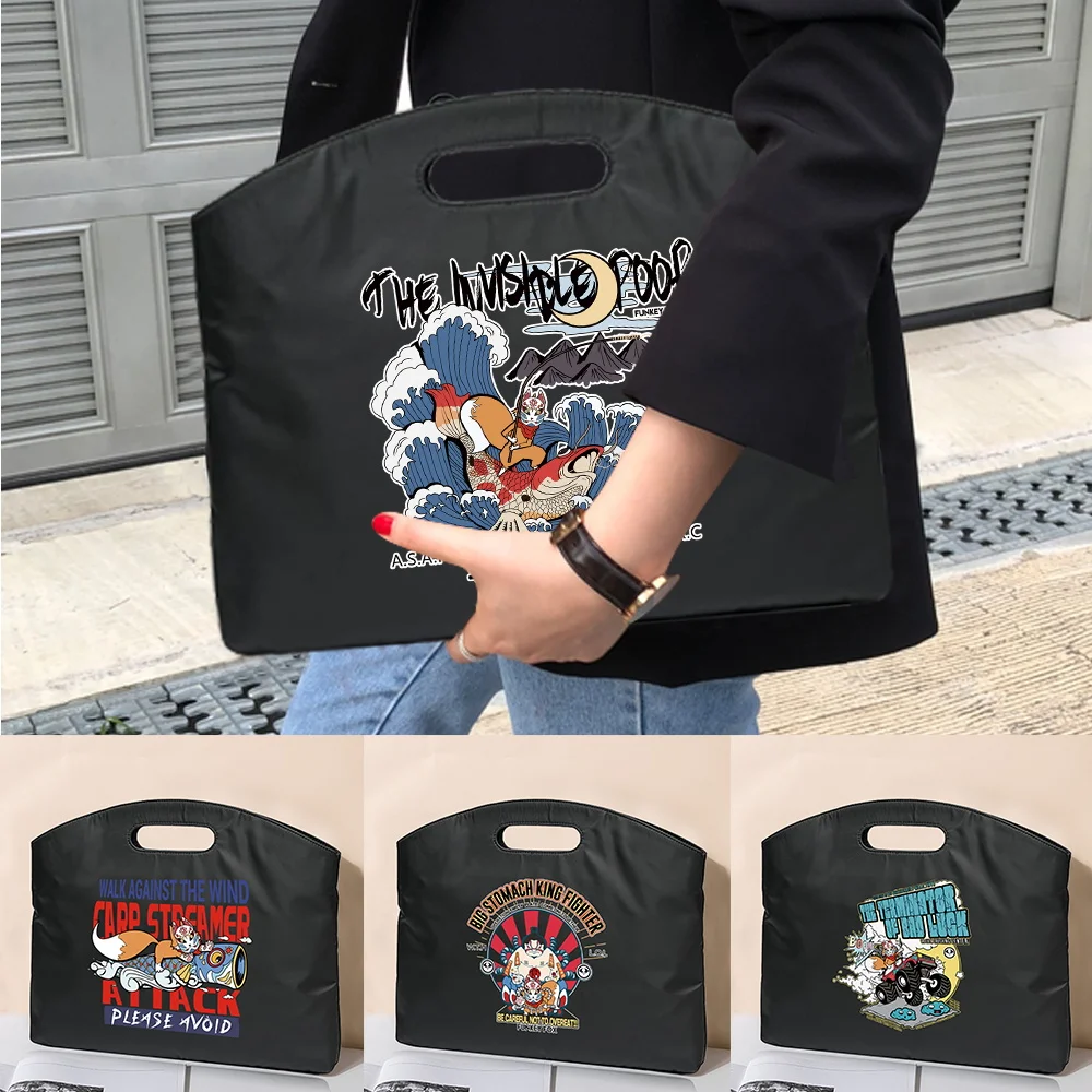 New Fashion Briefcase Laptop Case Sleeve Business Conference Bag Mask Print Office Bag Organizer File Handbag Organizer Clutches