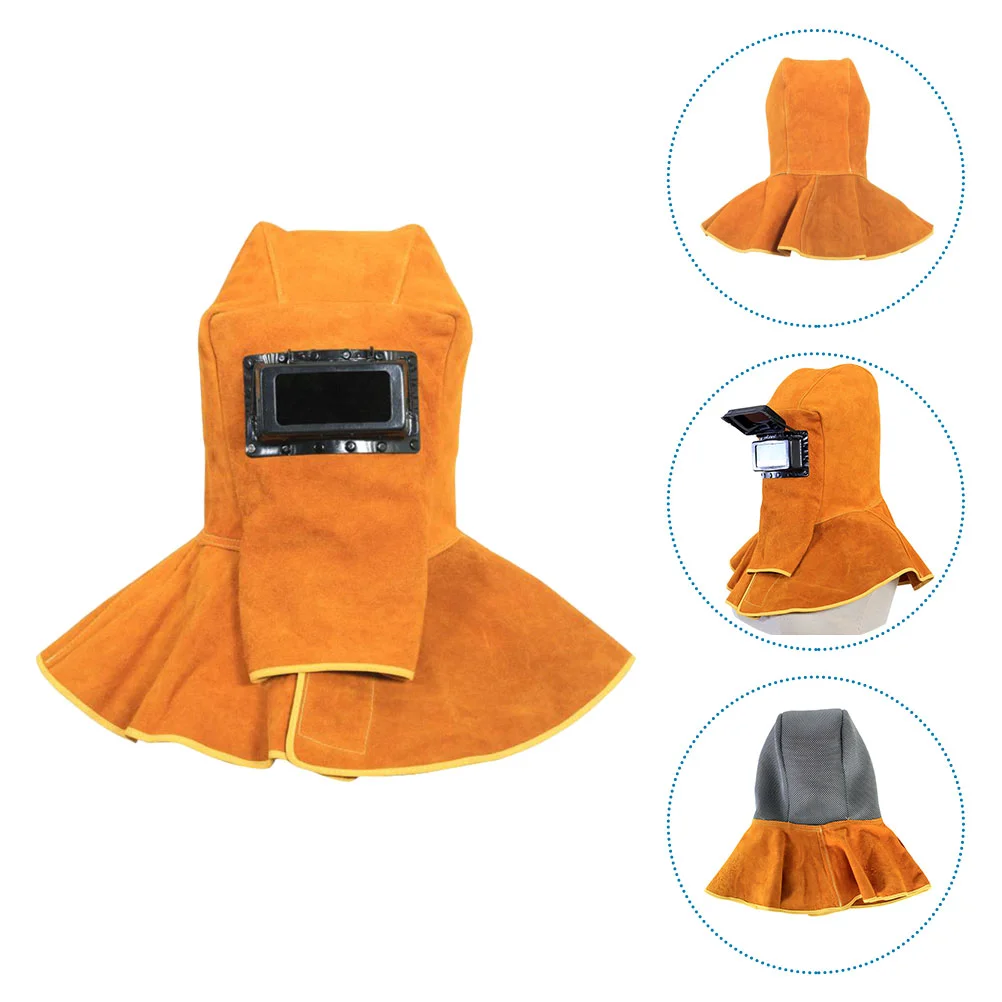 

Welding Mask Protective Welding Shield Hood Cape Hat Cowhide Cover Man