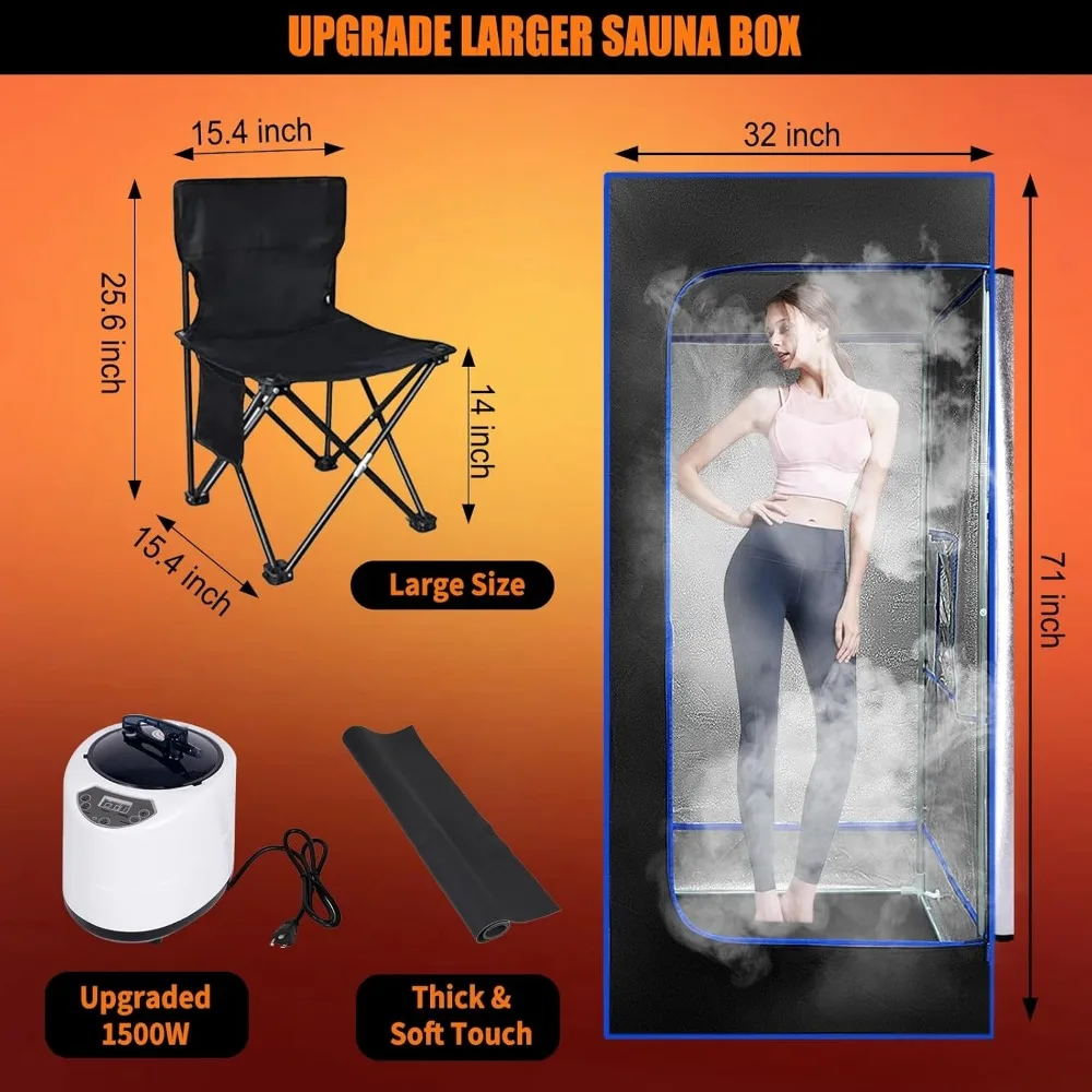 Portable Steam Sauna Box, Personal Home Spa Room, Sauna Sweat Tent for Boost Health and Recovery, with 3L & 1500W Steamer 6