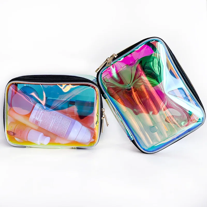 Neuankömmling Klare holografische schillernde Kosmetiktaschen Transparente holografische wasserdichte Reise-Kulturtasche