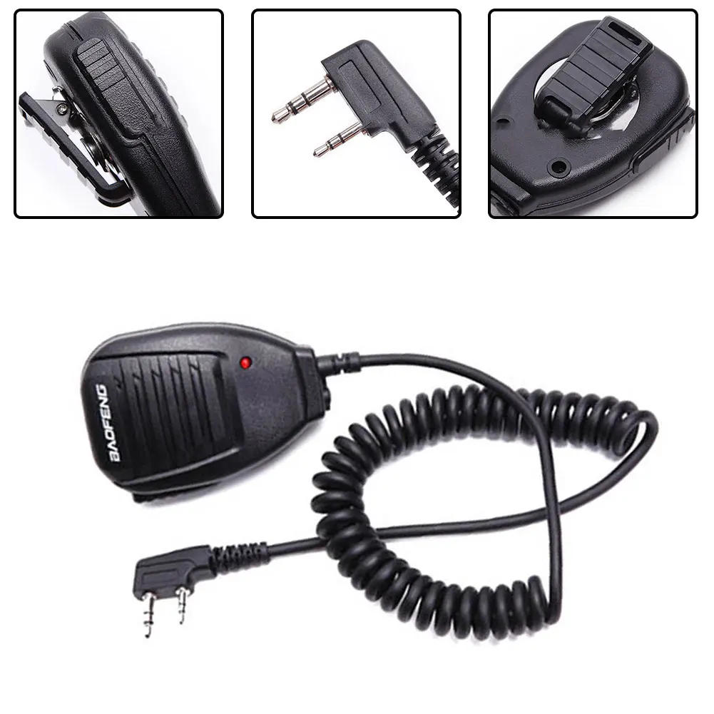 Walkie Talkie Headset Adapter 2 Pins Handheld Speaker Mic For Baofeng UV-5R BF-888S