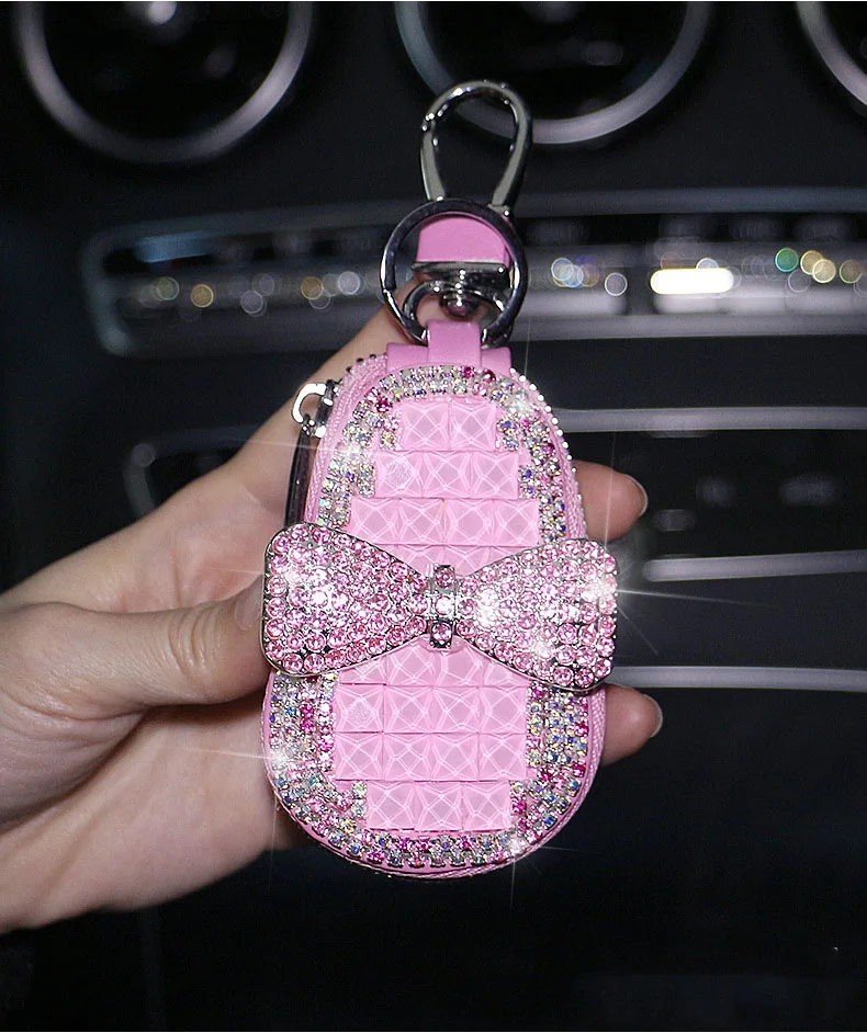 

Hulu Bow Crystal Car Key Case Pendant Decoration Car Key Bag