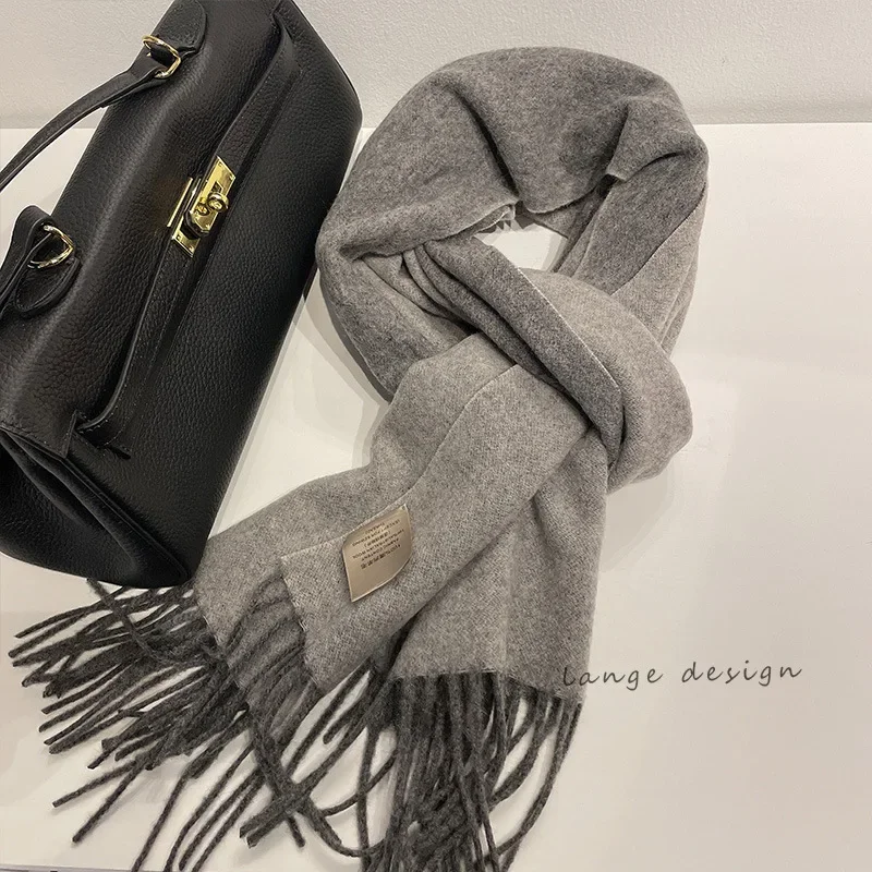 

2024 New Hot High-quality Australian Wool 100% Solid Color Women's Scarves Autumn and Winter Warm Men's Cashmere Shawl Wrap